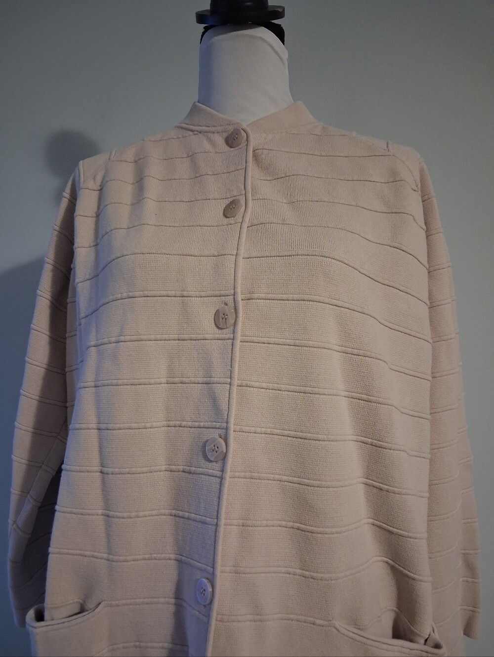 COS Cream Button-Front Longline Jacket Sweater Coat Size Large